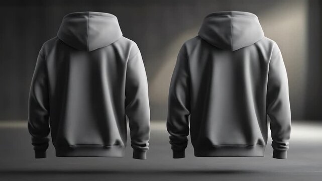 Floating Gray Hoodies: Front & Back Views for Apparel Design Mockups, Fashion Presentation