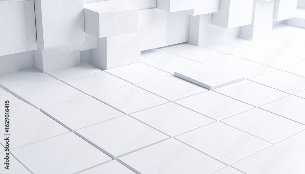 Aufkleber modern cubist abstraction: a contemporary design features an array of white cubes, creating a dynami