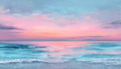 Naklejka premium Pastel sunset over a tranquil beach