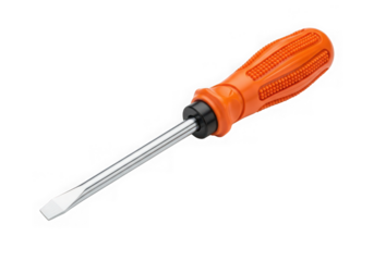 Orange handled flathead screwdriver isolated on transparent background