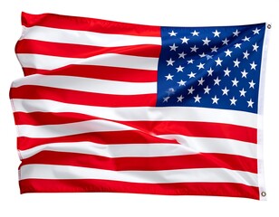Fototapeta premium A waving American flag, isolated on white