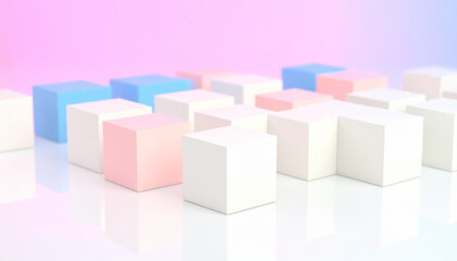 Abstract Cube Composition: A visually engaging composition of colorful cubes creates a captivating abstract design, using a delicate interplay of light and shadow to enhance the geometric forms.