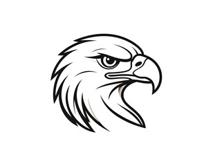 Fototapeta premium Line art eagle head, profile view, fierce expression