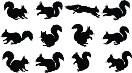 vector silhouettes of animals flat vector illustration