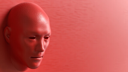 The Red face for Abstract Background concept 3d Rendering.