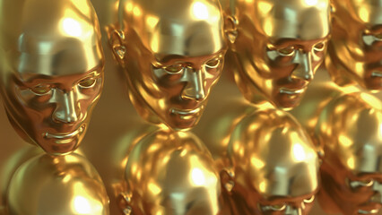 The Gold face for Abstract Background concept 3d Rendering.