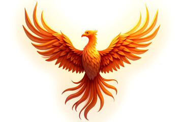 Orange Bird with Wings Spread Illustration on White