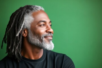 Obraz premium A relaxed and charming gentleman with a bright smile. A confident man in a professional studio photo. A studio shot capturing the essence of a modern man. A relaxed and poised man showing grac.