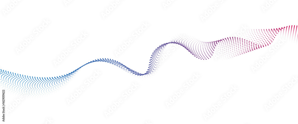 Poster flowing dot wave halftone gradient pattern on transparent background