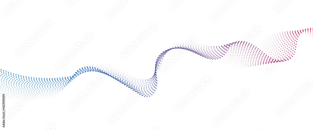 Poster flowing dot wave halftone gradient pattern on transparent background