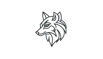 Obraz premium Line art wolf head, profile view, stylized fur