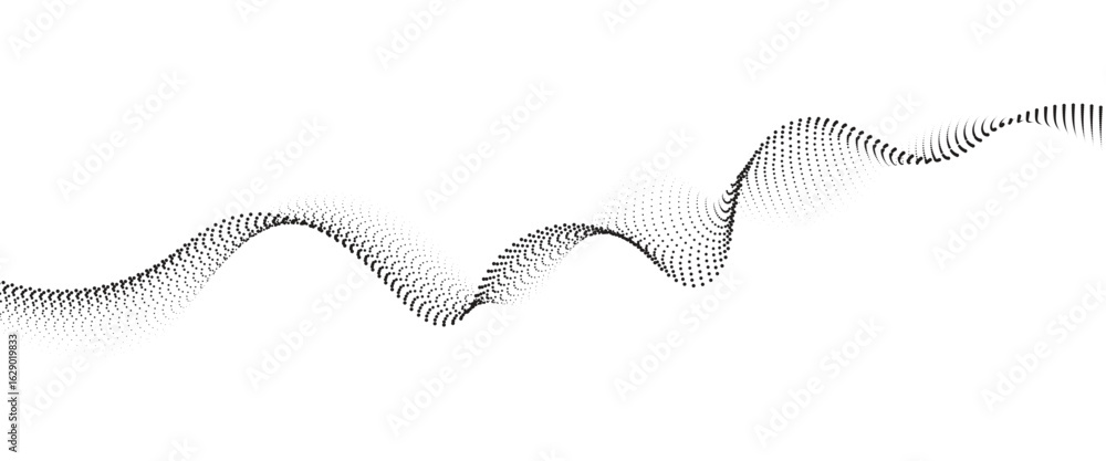 Poster flowing dot wave halftone gradient pattern on transparent background