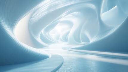 Fototapeta premium Abstract futuristic tunnel, smooth curves, light, futuristic interior, architectural design, photo