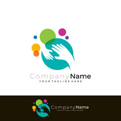 shaking hands logo and colorful bubbles, charity logos