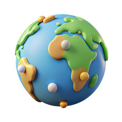 Cartoon earth globe world map continents oceans geography travel education learning illustration render d