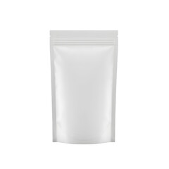 Blank White Stand-Up Pouch with Zipper Closure – Minimal Packaging Mockup, Isolated on White or Transparent Background