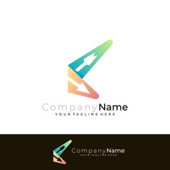 K logo, letter K logo and arrow design combination, 3d style