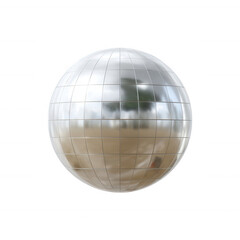 A reflective disco ball shining under bright lights, creating a vibrant and festive atmosphere, perfect for parties and celebrations.