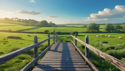 Fototapeta premium wooden bridge over river