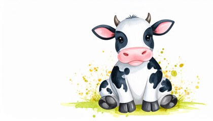 Sweet Calf: A charming illustration of a delightful young calf, rendered with vibrant colors and adorable details, evoking a sense of warmth and innocence.