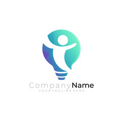 People care logo and bulb design combination, smart people