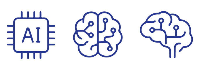 Artificial intelligence AI processor chip vector icon symbol. AI system icon illustration vector