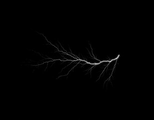 Obraz premium A white, branching lightning bolt against a black background