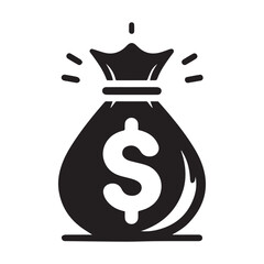 minimalist money bag icon with white background