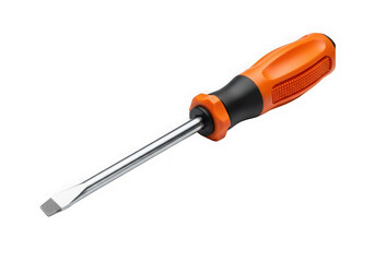 Flathead screwdriver with orange handle isolated on transparent background