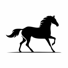 Obraz premium Silhouette of a horse in motion, stylized design, elegant and powerful.