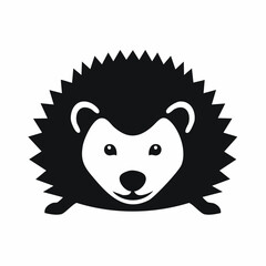 Fototapeta premium Simple black and white silhouette of a hedgehog, front view.
