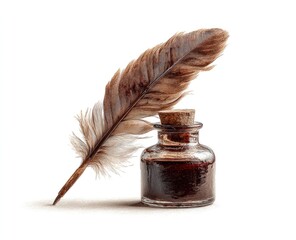 Quill and ink bottle, vintage style