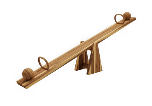 Wooden seesaw isolated on transparent background