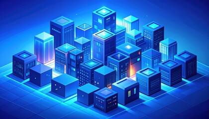 Futuristic city isometric view