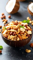 Bowl of mixed nuts and candies