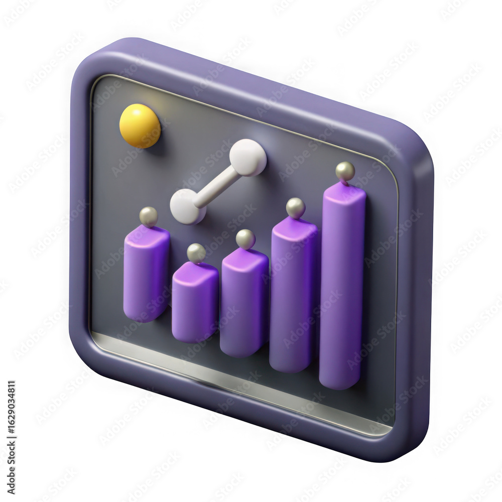 Poster 3d illustration of isometric 3d illustration of a business chart showing financial growth and statis