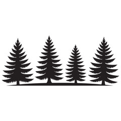 A green pine tree stands alone in a snowy winter forest, a perfect illustration for a holiday celebration card