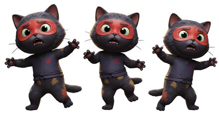 Cartoon cats in action poses