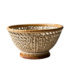 Fototapeta premium Woven wicker basket isolated on transparent background, a rustic and decorative container