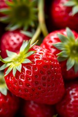 Vivid Close-Up of Juicy Strawberries