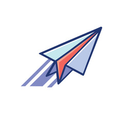 Colorful Paper Airplane Vector Icon with Motion Lines Isolated on White Background