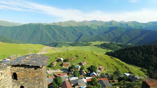 Omalo village in Tusheti, Georgia, popular area for hiking