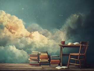 Vintage Books on Wooden Table