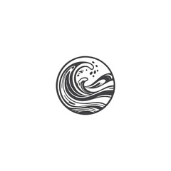Obraz premium Waves logo vector icon illustration style