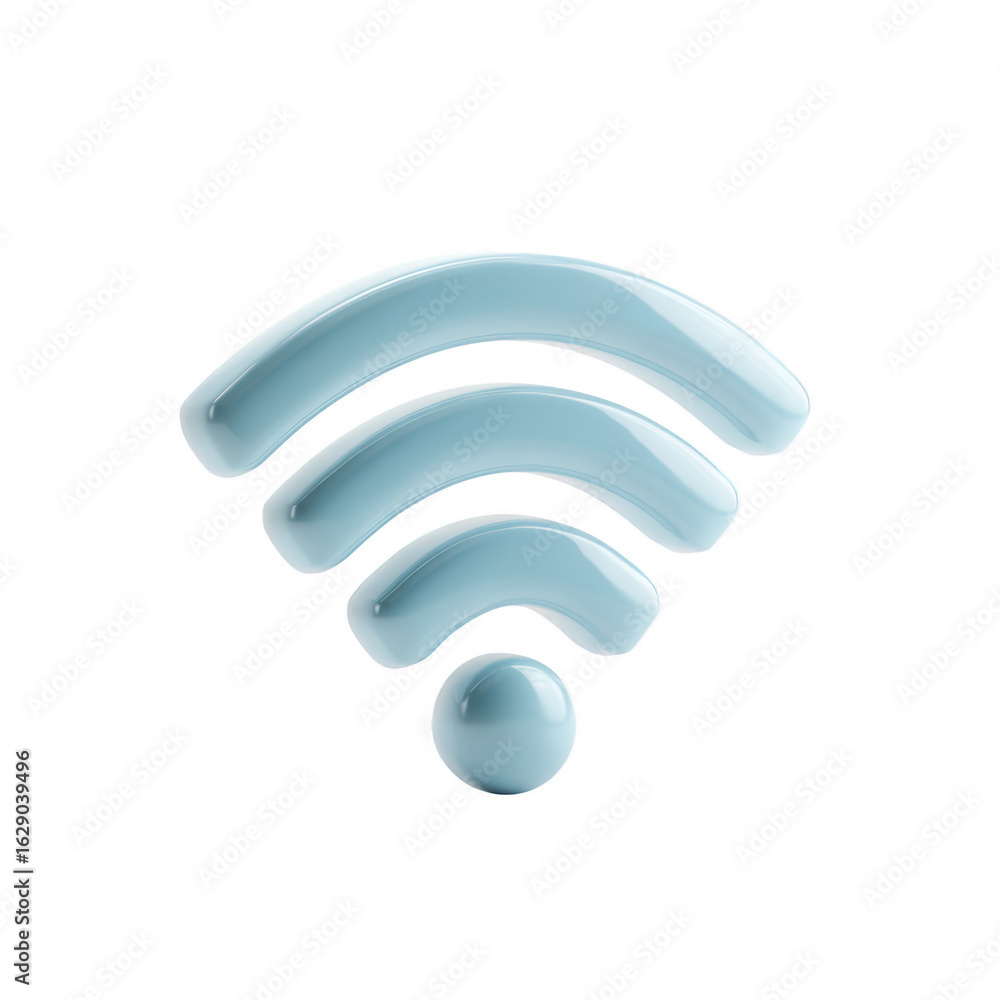 Poster stylized wireless signal icon in soft blue hue. represents connectivity and modern communication. id
