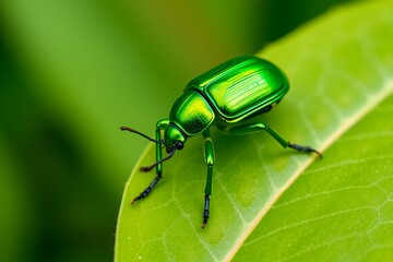 Emerald Treasure: A Macro of a Vibrant Green Beetle