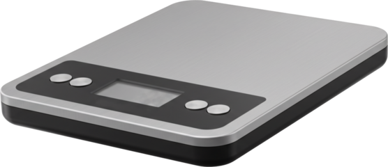 Modern Digital Kitchen Scale with Sleek Design and Button Controls.