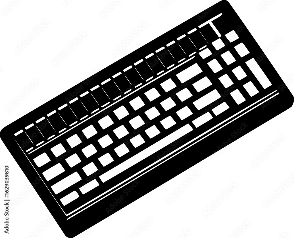 Fototapete illustration of a computer keyboard with rectangular keys and a black border on a white background