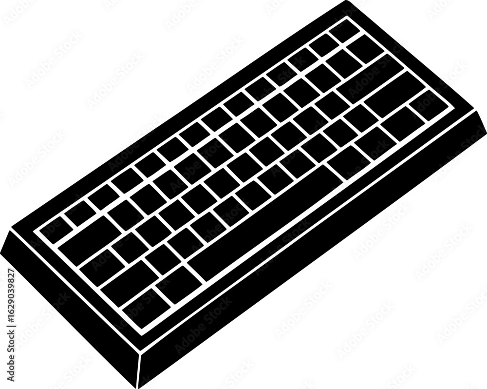 Fototapete Illustration of a black and white keyboard showing a rectangular shape with multiple square keys aligned