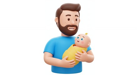 Father holding baby illustration